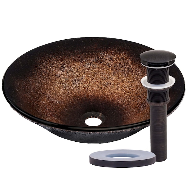 Novatto SANGUINELLO Glass Vessel Bathroom Sink Set, Oil Rubbed Bronze NOHP-G008ORB - main